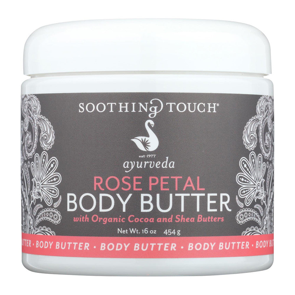 Soothing Touch Ayurveda Rose Petal Body Butter with Cocoa, 16 Oz